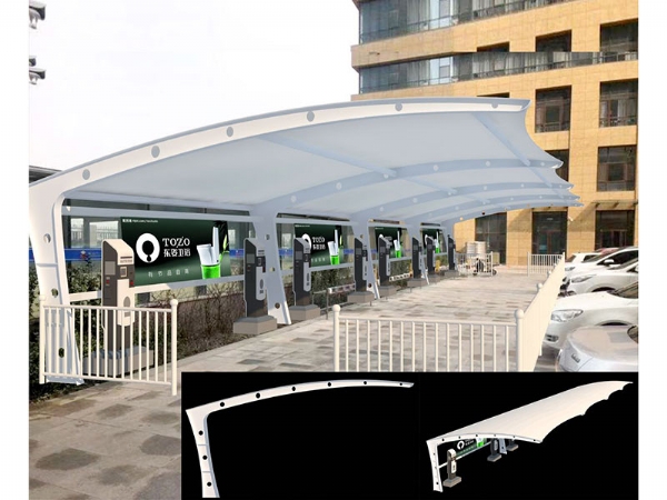 山东膜结构充电桩车棚定制厂家